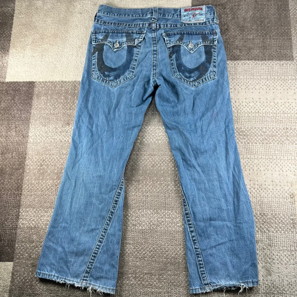 True Religion Joey Bootcut Jeans Blue Denim Made in USA AB-80SHY Mens Size 34